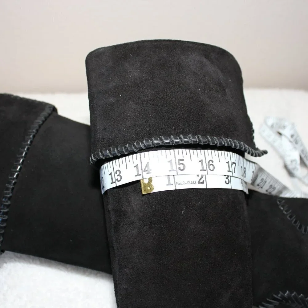 KORS Michael Kors Black Suede Over-The-Knee Whipstitch Boots